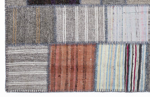 Striped Over Dyed Kilim Patchwork Unique Rug 5'3'' x 7'7'' ft 160 x 230 cm