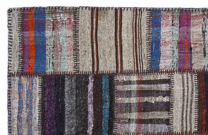 Striped Over Dyed Kilim Patchwork Unique Rug 5'3'' x 7'7'' ft 160 x 230 cm