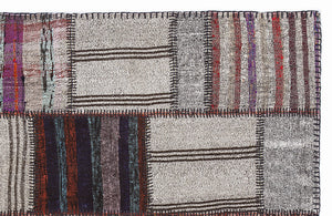 Striped Over Dyed Kilim Patchwork Unique Rug 5'3'' x 7'7'' ft 160 x 230 cm