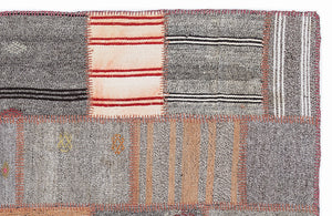 Striped Over Dyed Kilim Patchwork Unique Rug 5'3'' x 7'7'' ft 160 x 230 cm