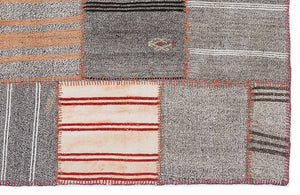 Striped Over Dyed Kilim Patchwork Unique Rug 5'3'' x 7'7'' ft 160 x 230 cm