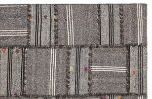 Striped Over Dyed Kilim Patchwork Unique Rug 5'3'' x 7'7'' ft 160 x 230 cm