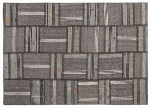 Striped Over Dyed Kilim Patchwork Unique Rug 5'3'' x 7'7'' ft 160 x 230 cm