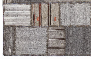 Striped Over Dyed Kilim Patchwork Unique Rug 5'3'' x 7'7'' ft 160 x 230 cm