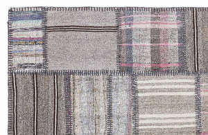 Striped Over Dyed Kilim Patchwork Unique Rug 5'3'' x 7'7'' ft 160 x 230 cm