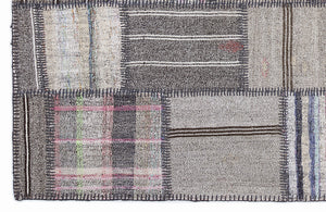 Striped Over Dyed Kilim Patchwork Unique Rug 5'3'' x 7'7'' ft 160 x 230 cm