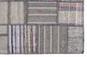 Striped Over Dyed Kilim Patchwork Unique Rug 5'3'' x 7'7'' ft 160 x 230 cm