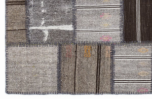 Striped Over Dyed Kilim Patchwork Unique Rug 5'3'' x 7'7'' ft 160 x 230 cm