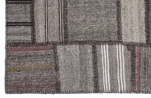 Striped Over Dyed Kilim Patchwork Unique Rug 5'3'' x 7'7'' ft 160 x 230 cm