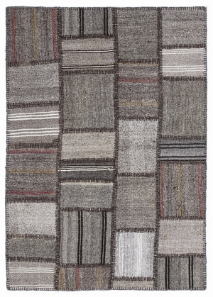 Striped Over Dyed Kilim Patchwork Unique Rug 5'3'' x 7'7'' ft 160 x 230 cm