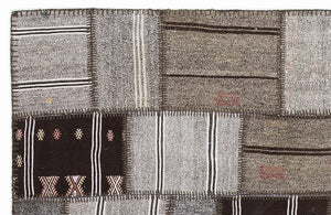 Striped Over Dyed Kilim Patchwork Unique Rug 5'3'' x 7'7'' ft 160 x 230 cm