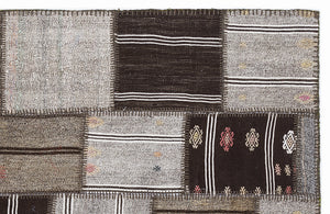 Striped Over Dyed Kilim Patchwork Unique Rug 5'3'' x 7'7'' ft 160 x 230 cm