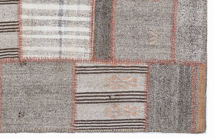 Striped Over Dyed Kilim Patchwork Unique Rug 5'3'' x 7'7'' ft 160 x 230 cm