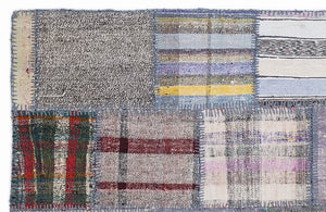 Striped Over Dyed Kilim Patchwork Unique Rug 5'3'' x 7'7'' ft 160 x 230 cm