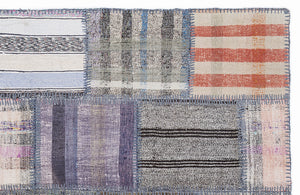 Striped Over Dyed Kilim Patchwork Unique Rug 5'3'' x 7'7'' ft 160 x 230 cm