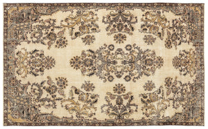 Beige Over Dyed Vintage Rug 5'5'' x 8'10'' ft 165 x 269 cm