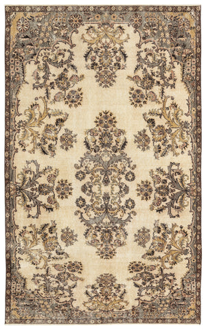 Beige Over Dyed Vintage Rug 5'5'' x 8'10'' ft 165 x 269 cm