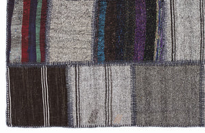 Striped Over Dyed Kilim Patchwork Unique Rug 5'3'' x 7'7'' ft 160 x 230 cm