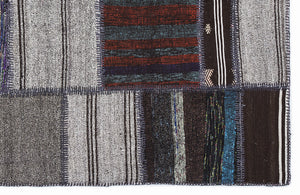 Striped Over Dyed Kilim Patchwork Unique Rug 5'3'' x 7'7'' ft 160 x 230 cm