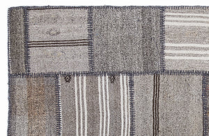 Striped Over Dyed Kilim Patchwork Unique Rug 5'3'' x 7'7'' ft 160 x 230 cm