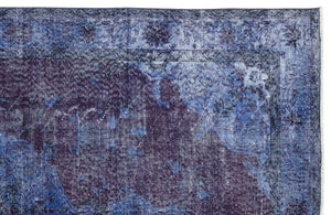 Blue Over Dyed Vintage Rug 5'11'' x 10'2'' ft 181 x 309 cm