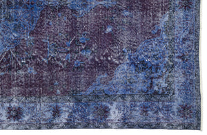 Blue Over Dyed Vintage Rug 5'11'' x 10'2'' ft 181 x 309 cm