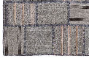 Striped Over Dyed Kilim Patchwork Unique Rug 5'3'' x 7'7'' ft 160 x 230 cm