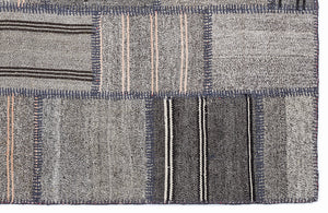 Striped Over Dyed Kilim Patchwork Unique Rug 5'3'' x 7'7'' ft 160 x 230 cm