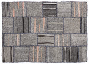 Striped Over Dyed Kilim Patchwork Unique Rug 5'3'' x 7'7'' ft 160 x 230 cm