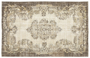Beige Over Dyed Vintage Rug 5'9'' x 9'0'' ft 176 x 275 cm