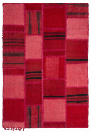 Mixed Over Dyed Kilim Patchwork Unique Rug 5'3'' x 7'7'' ft 160 x 230 cm