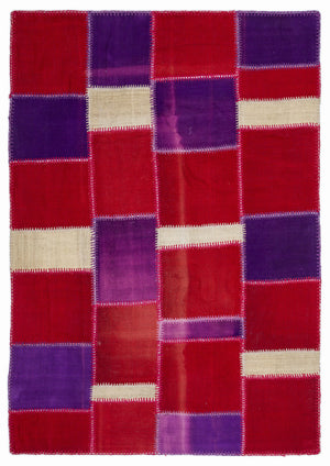 Mixed Over Dyed Kilim Patchwork Unique Rug 5'3'' x 7'7'' ft 160 x 230 cm