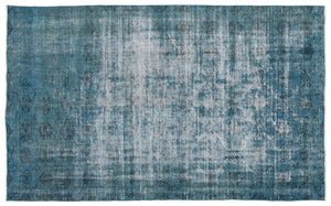 Turquoise Over Dyed Vintage Rug 5'7'' x 8'11'' ft 170 x 272 cm