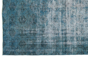 Turquoise Over Dyed Vintage Rug 5'7'' x 8'11'' ft 170 x 272 cm