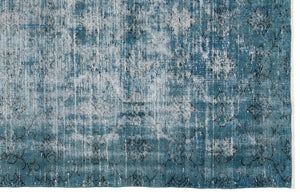 Turquoise Over Dyed Vintage Rug 5'7'' x 8'11'' ft 170 x 272 cm