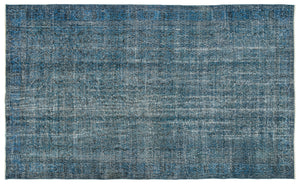Turquoise Over Dyed Vintage Rug 5'8'' x 9'6'' ft 173 x 290 cm