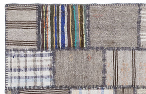 Striped Over Dyed Kilim Patchwork Unique Rug 5'3'' x 7'7'' ft 160 x 230 cm