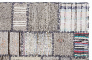 Striped Over Dyed Kilim Patchwork Unique Rug 5'3'' x 7'7'' ft 160 x 230 cm