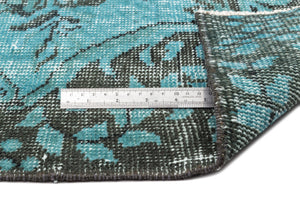 Turquoise Over Dyed Vintage Rug 5'8'' x 9'3'' ft 172 x 283 cm