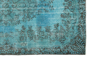 Turquoise Over Dyed Vintage Rug 5'8'' x 9'3'' ft 172 x 283 cm