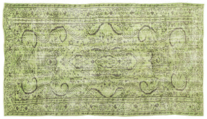 Green Over Dyed Vintage Rug 5'2'' x 8'12'' ft 158 x 274 cm