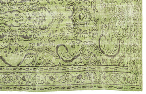 Green Over Dyed Vintage Rug 5'2'' x 8'12'' ft 158 x 274 cm