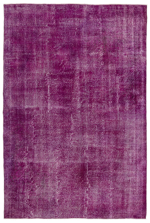 Fuchsia Over Dyed Vintage Rug 6'7'' x 9'11'' ft 201 x 303 cm