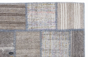 Striped Over Dyed Kilim Patchwork Unique Rug 5'3'' x 7'7'' ft 160 x 230 cm