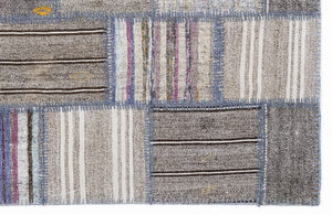 Striped Over Dyed Kilim Patchwork Unique Rug 5'3'' x 7'7'' ft 160 x 230 cm