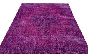 Fuchsia Over Dyed Vintage Rug 5'5'' x 8'11'' ft 164 x 273 cm