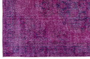 Fuchsia Over Dyed Vintage Rug 5'5'' x 8'11'' ft 164 x 273 cm