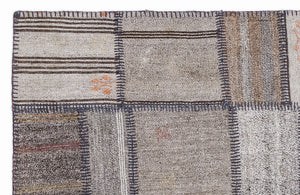 Striped Over Dyed Kilim Patchwork Unique Rug 5'3'' x 7'7'' ft 160 x 230 cm