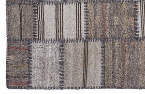 Striped Over Dyed Kilim Patchwork Unique Rug 5'3'' x 7'7'' ft 160 x 230 cm