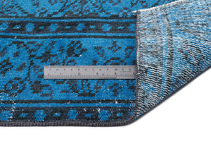 Turquoise  Over Dyed Vintage Rug 5'8'' x 8'7'' ft 172 x 262 cm